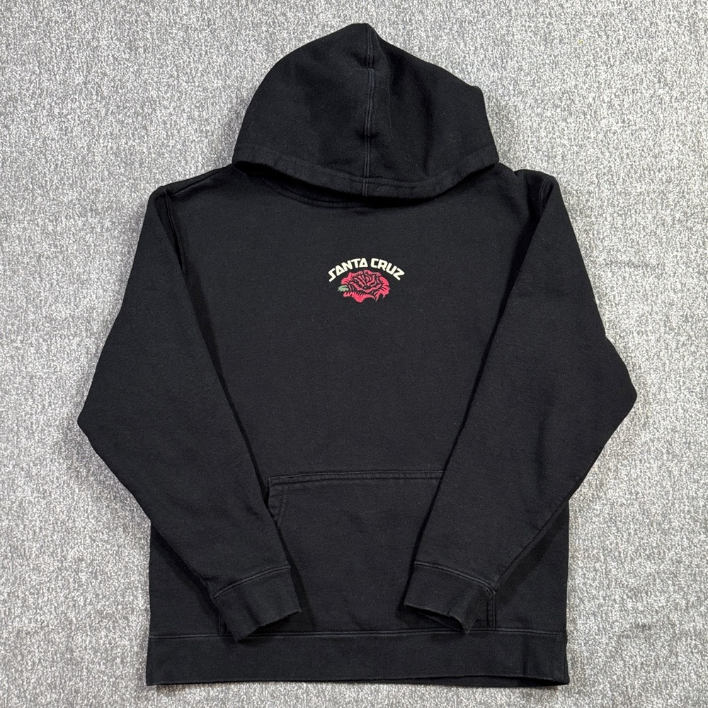 Santa Cruz Skateboards Rose Graphic Hoodie Black Kid’s Large Pullover Streetwear
